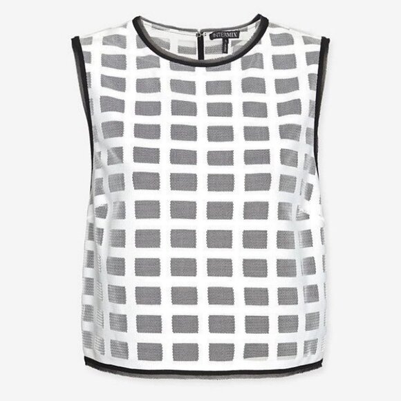 Intermix Colorblock Lace Crop Top White ST5006 Size Small Frayed Edge Modern S - Picture 1 of 7